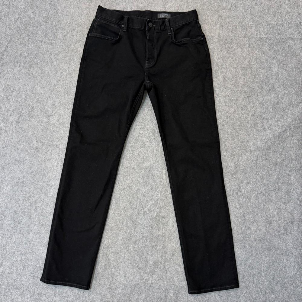 Allsaints Jet Black Wash Stretch Denim Iggy Slim Fit Jeans Men's Size 32x31*
